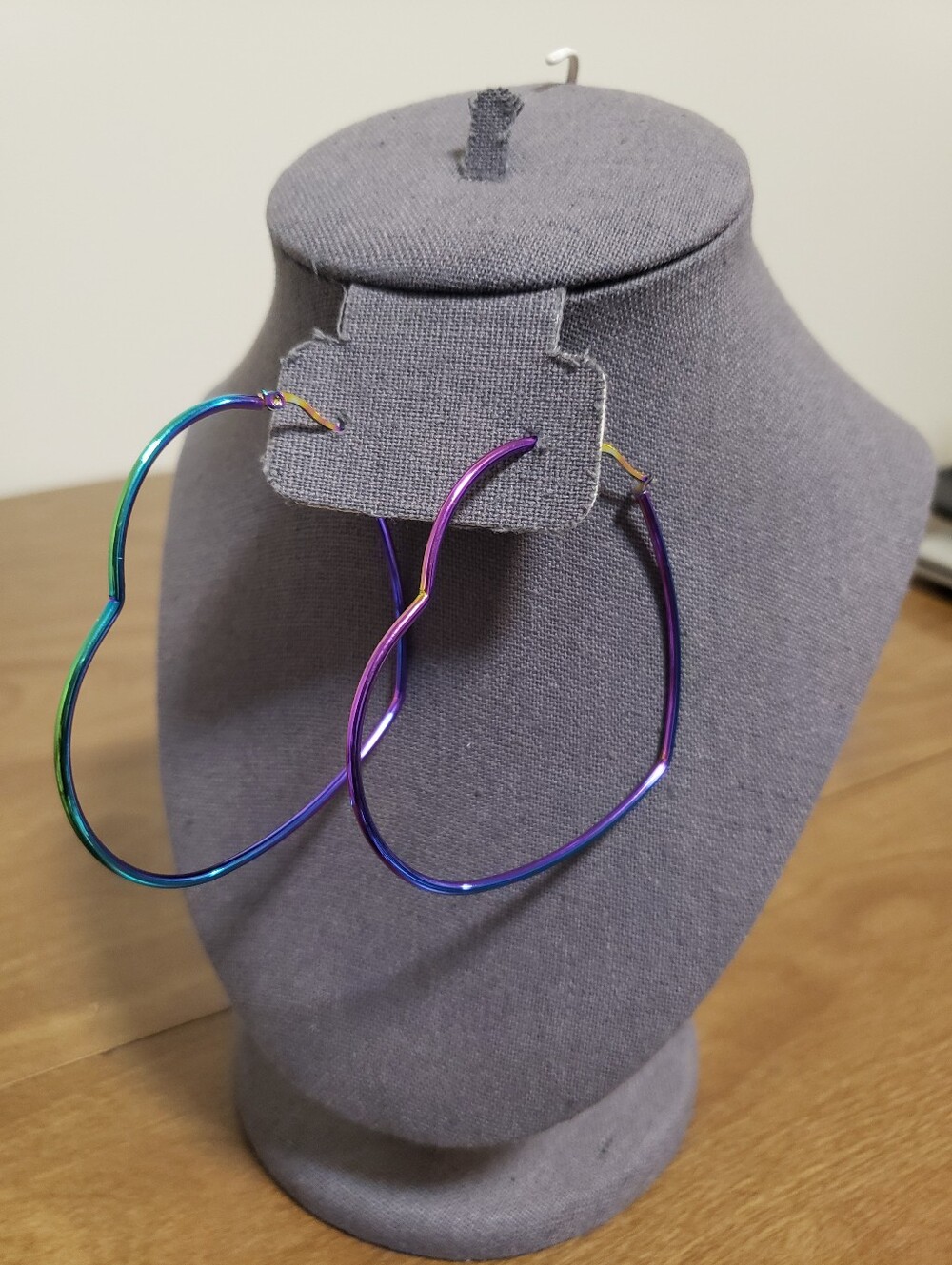 Iridescent Heart Hoop Earrings - Blue Purple Gradient